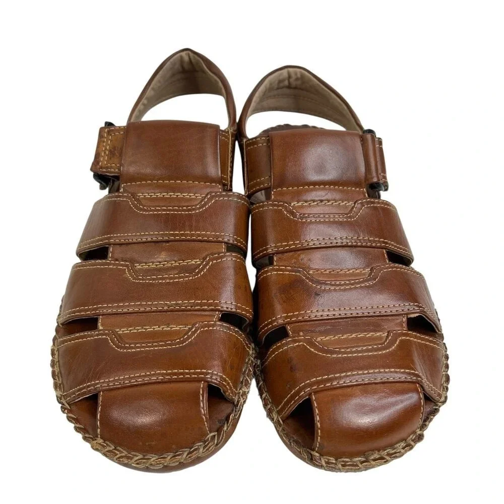 GBX Size‎ 9M Fisherman Sandals Brown Leather Casual Comfort Summer Shoes Mens